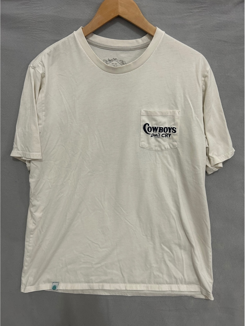 Sendero Provisions Co Cowboys Don't Cry Graphic T-Shirt, Cream, Size Large